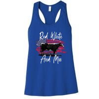 Red White And Moo Funny Cute Cows Animal Lover Graphic Cool Gift Women's Racerback Tank