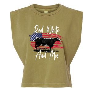 Red White And Moo Funny Cute Cows Animal Lover Graphic Cool Gift Garment-Dyed Women's Muscle Tee