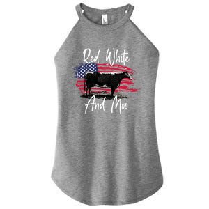 Red White And Moo Funny Cute Cows Animal Lover Graphic Cool Gift Women's Perfect Tri Rocker Tank