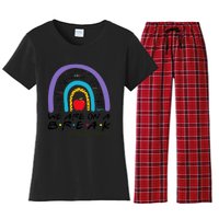 Rainbow We Are On A Break Teacher Off Duty Summer Vacation Women's Flannel Pajama Set