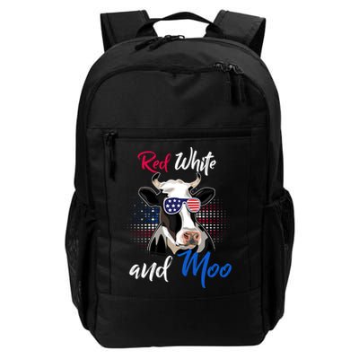 Red White And Moo Patriotic Cow Usa Flag Funny 4th Of July Gift Backpack