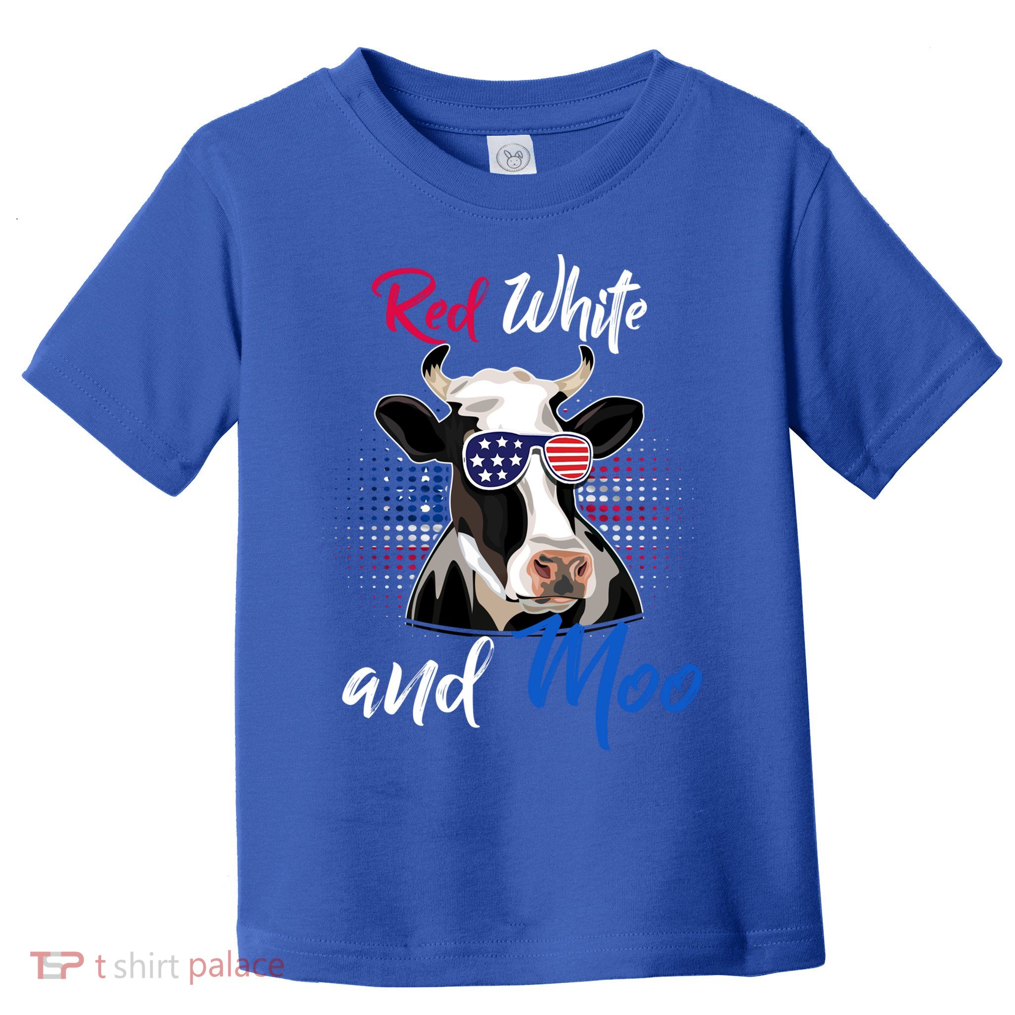 Red White And Moo Patriotic Cow Usa Flag Funny 4th Of July Gift Toddler T-Shirt