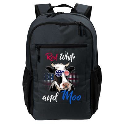 Red White And Moo Patriotic Cow Usa Flag Funny 4th Of July Gift Daily Commute Backpack