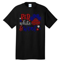 Red White And Woof Patriotic Dog Lover USA Flag 4th Of July Tall T-Shirt