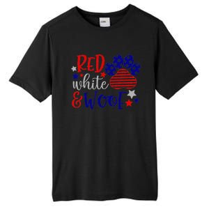 Red White And Woof Patriotic Dog Lover USA Flag 4th Of July Tall Fusion ChromaSoft Performance T-Shirt