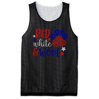 Red White And Woof Patriotic Dog Lover USA Flag 4th Of July Mesh Reversible Basketball Jersey Tank