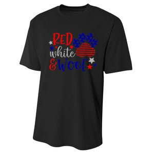 Red White And Woof Patriotic Dog Lover USA Flag 4th Of July Performance Sprint T-Shirt