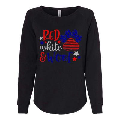 Red White And Woof Patriotic Dog Lover USA Flag 4th Of July Womens California Wash Sweatshirt