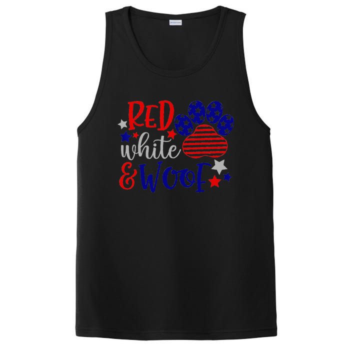 Red White And Woof Patriotic Dog Lover USA Flag 4th Of July PosiCharge Competitor Tank