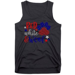 Red White And Woof Patriotic Dog Lover USA Flag 4th Of July Tank Top