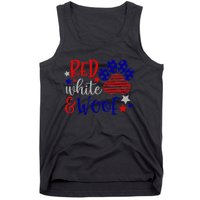 Red White And Woof Patriotic Dog Lover USA Flag 4th Of July Tank Top