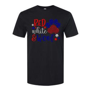 Red White And Woof Patriotic Dog Lover USA Flag 4th Of July Softstyle CVC T-Shirt