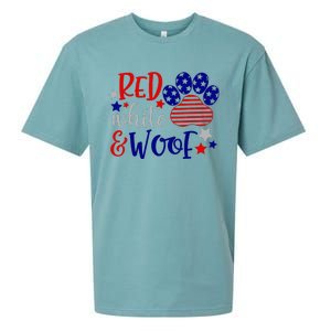 Red White And Woof Patriotic Dog Lover USA Flag 4th Of July Sueded Cloud Jersey T-Shirt