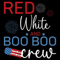 Red White And Boo Boo Crew 4th Of July Nurse Nursing Stripe Pom Pom Beanie