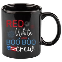 Red White And Boo Boo Crew 4th Of July Nurse Nursing 11oz C Handle Ceramic Mug