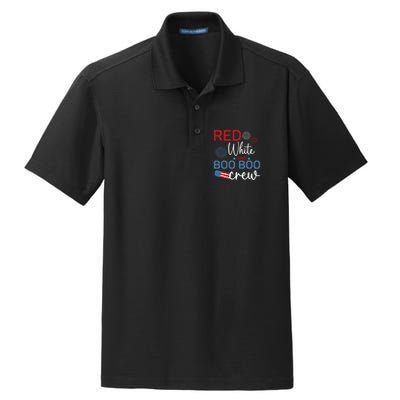 Red White And Boo Boo Crew 4th Of July Nurse Nursing Dry Zone Grid Polo