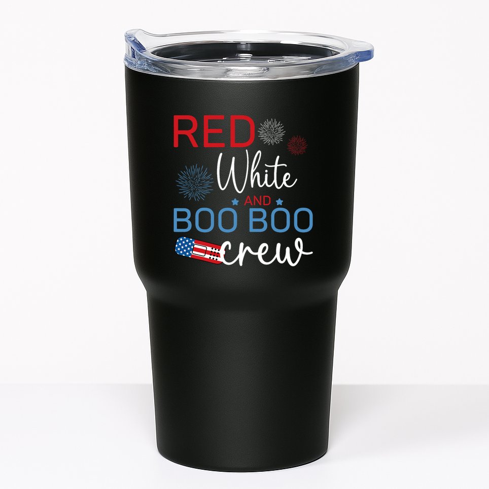 Red White And Boo Boo Crew 4th Of July Nurse Nursing Tumbler