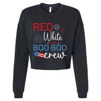 Red White And Boo Boo Crew 4th Of July Nurse Nursing Cropped Pullover Crew