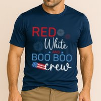 Red White And Boo Boo Crew 4th Of July Nurse Nursing Cooling Performance Crew T-Shirt