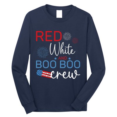 Red White And Boo Boo Crew 4th Of July Nurse Nursing Long Sleeve Shirt