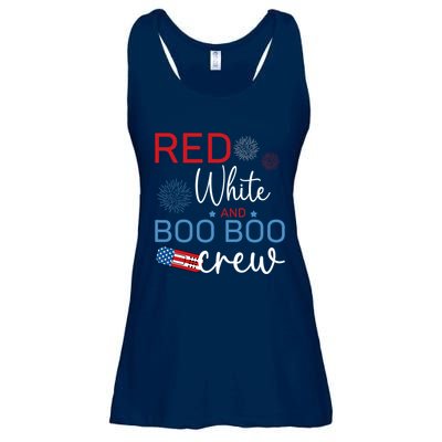 Red White And Boo Boo Crew 4th Of July Nurse Nursing Ladies Essential Flowy Tank