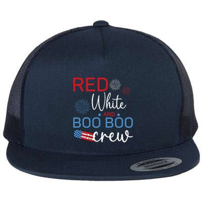 Red White And Boo Boo Crew 4th Of July Nurse Nursing Flatbill Hat