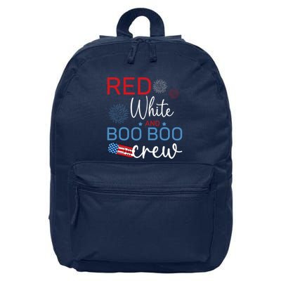 Red White And Boo Boo Crew 4th Of July Nurse Nursing 16 in Basic Backpack