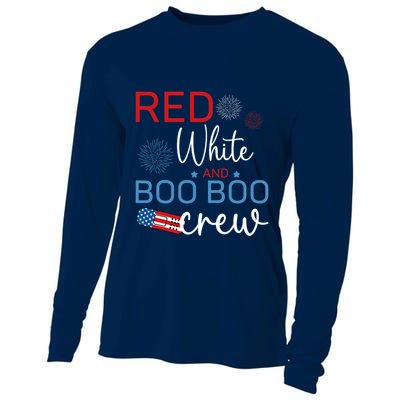 Red White And Boo Boo Crew 4th Of July Nurse Nursing Cooling Performance Long Sleeve Crew