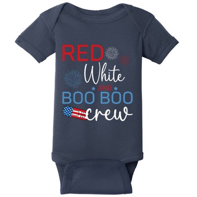 Red White And Boo Boo Crew 4th Of July Nurse Nursing Baby Bodysuit