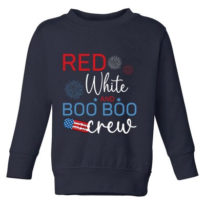 Red White And Boo Boo Crew 4th Of July Nurse Nursing Toddler Sweatshirt