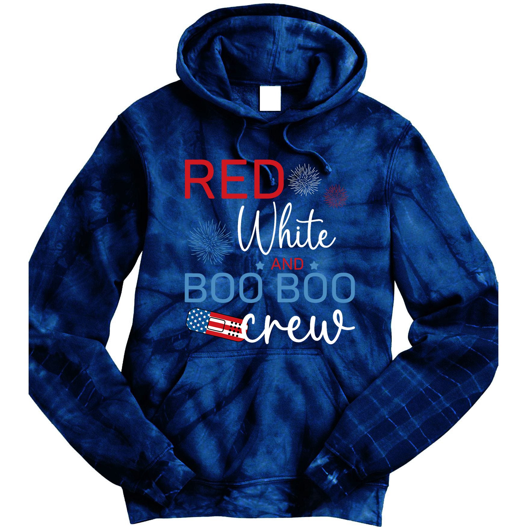 Red White And Boo Boo Crew 4th Of July Nurse Nursing Tie Dye Hoodie