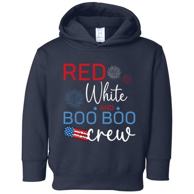 Red White And Boo Boo Crew 4th Of July Nurse Nursing Toddler Hoodie