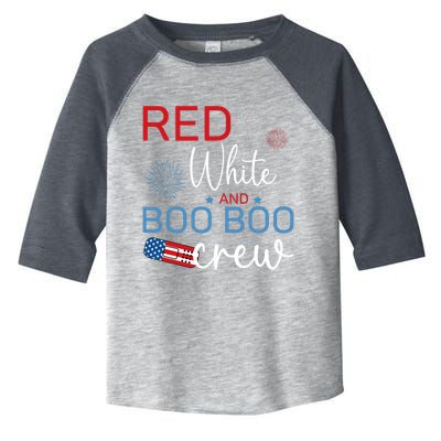 Red White And Boo Boo Crew 4th Of July Nurse Nursing Toddler Fine Jersey T-Shirt