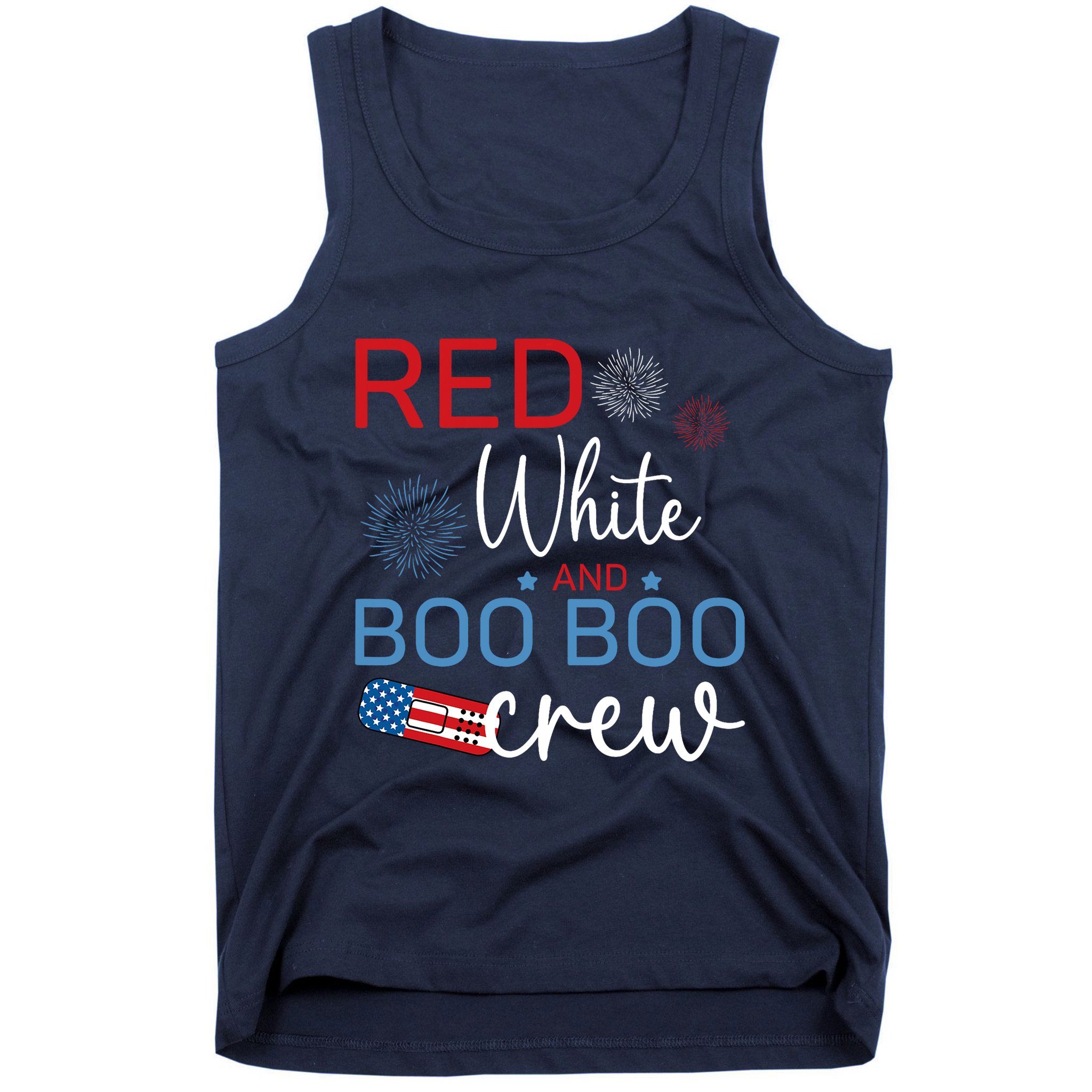 Red White And Boo Boo Crew 4th Of July Nurse Nursing Tank Top