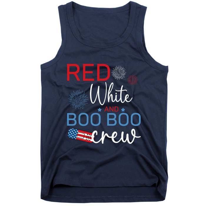 Red White And Boo Boo Crew 4th Of July Nurse Nursing Tank Top