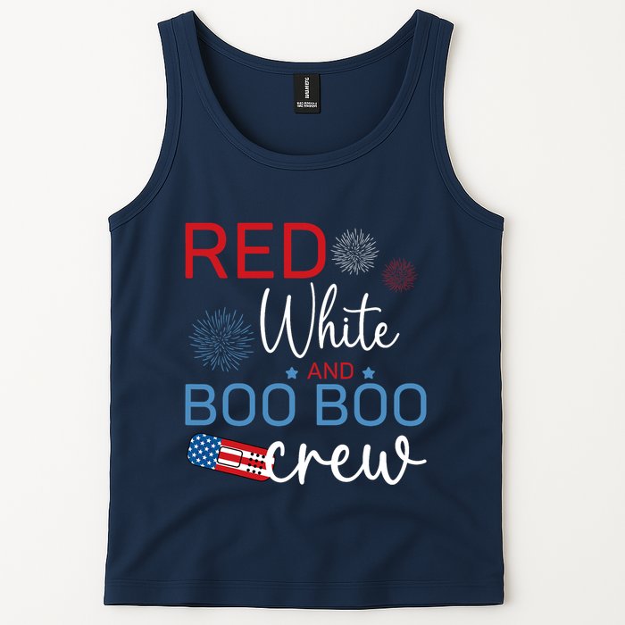 Red White And Boo Boo Crew 4th Of July Nurse Nursing Tank Top