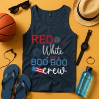 Red White And Boo Boo Crew 4th Of July Nurse Nursing Tank Top