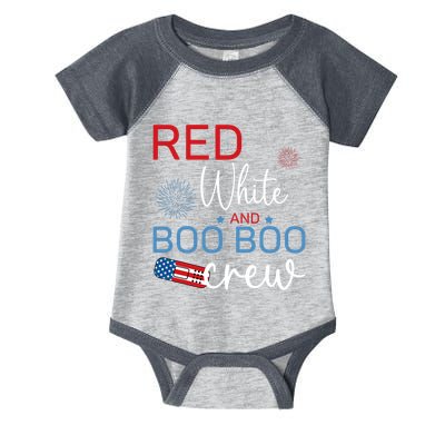 Red White And Boo Boo Crew 4th Of July Nurse Nursing Infant Baby Jersey Bodysuit