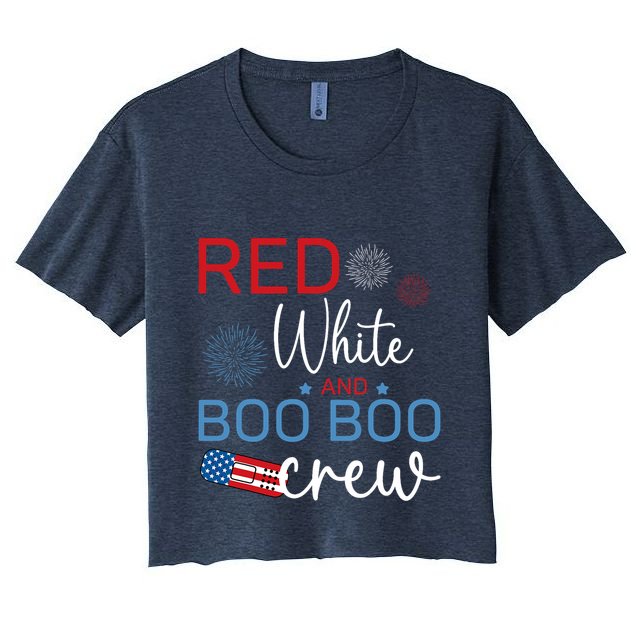 Red White And Boo Boo Crew 4th Of July Nurse Nursing Crop Top