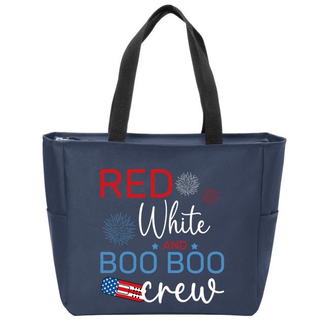 Red White And Boo Boo Crew 4th Of July Nurse Nursing Zip Tote Bag
