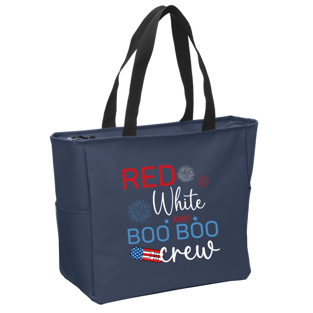 Red White And Boo Boo Crew 4th Of July Nurse Nursing Zip Tote Bag