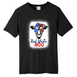 Red White And Moo Cow 4th Of July Usa Flag Farmer Patriotic Cute Gift Tall Fusion ChromaSoft Performance T-Shirt