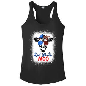 Red White And Moo Cow 4th Of July Usa Flag Farmer Patriotic Cute Gift Ladies PosiCharge Competitor Racerback Tank