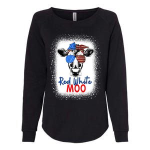 Red White And Moo Cow 4th Of July Usa Flag Farmer Patriotic Cute Gift Womens California Wash Sweatshirt