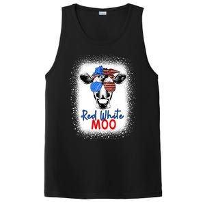 Red White And Moo Cow 4th Of July Usa Flag Farmer Patriotic Cute Gift PosiCharge Competitor Tank