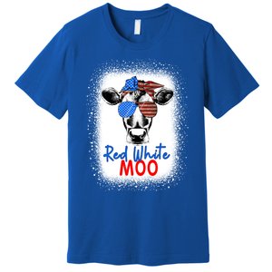 Red White And Moo Cow 4th Of July Usa Flag Farmer Patriotic Cute Gift Premium T-Shirt