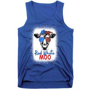 Red White And Moo Cow 4th Of July Usa Flag Farmer Patriotic Cute Gift Tank Top