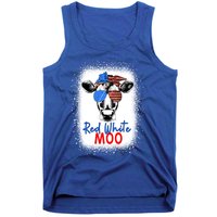 Red White And Moo Cow 4th Of July Usa Flag Farmer Patriotic Cute Gift Tank Top