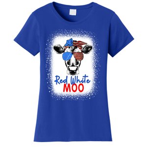 Red White And Moo Cow 4th Of July Usa Flag Farmer Patriotic Cute Gift Women's T-Shirt