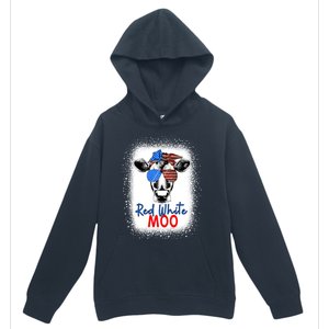 Red White And Moo Cow 4th Of July Usa Flag Farmer Patriotic Cute Gift Urban Pullover Hoodie